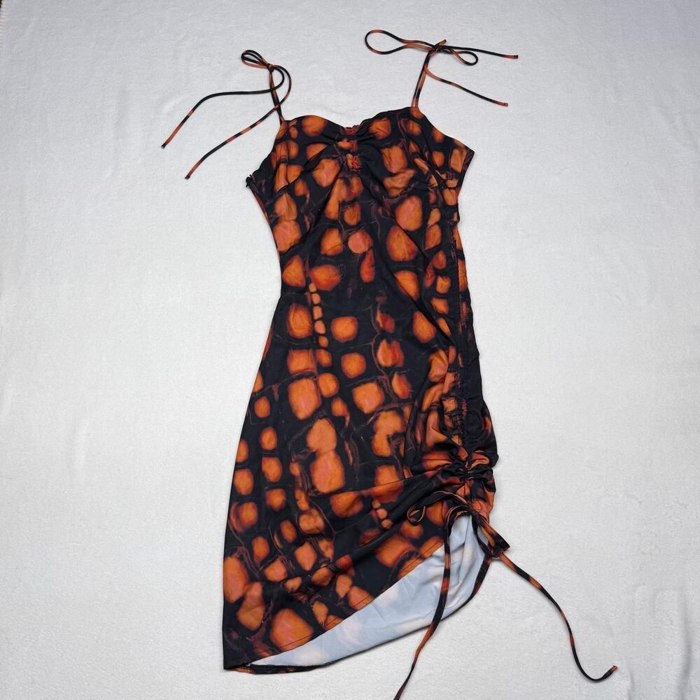 Princess Polly Women's Abstract Black and Orange Dress NWT